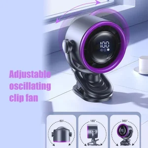 Factory New desktop big wind 100gears 3600mAh brushless motor digital display wall hanging oscillating swing table clip Fan