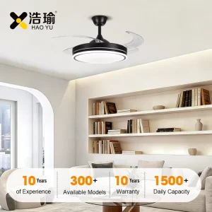 Factory OEM 42-Inch Chandelier Fan Modern Retractable LED Ceiling Fan Light with Remote Control for Home Hotel Office Use