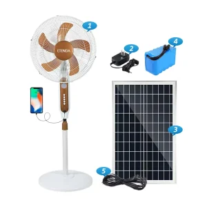 Factory OEM High Efficiency Home Height Adjustable Wide Angle Adjustment Outdoor Fans Home 18 Inch Solar Fan With Battery