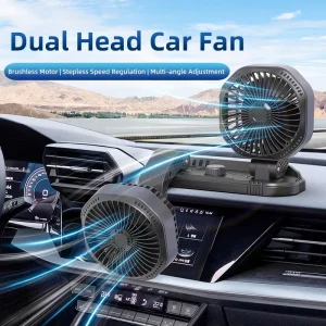Factory Portable Universal High Speed Double Head Plastic Car Cooler Fan 360 Rotatable Auto Fan Car Accessories