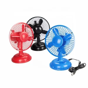 Factory Price 5 Inch Black Blue Red Plastic Round Base Small Usb Rechargeable Table Mini Desk Fan