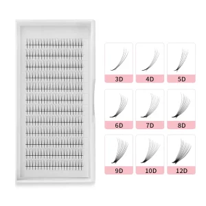Factory Price Handmade Premade Narrow Eyelash Extension Fans Long Stem Pointy Base Korean PBT Synthetic Fiber Light Soft