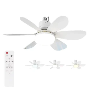 Factory Quality 6 Blade Ceiling Fan with Remote Control ABS 48 Leds Flower Fan Light 40w 3 Brightness Home Bedroom Small Fan