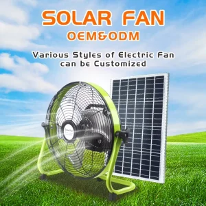 Factory Solar Powered Fan 12 Inch 25W Brushless Motor 12 Speed USB Charging Portable Outdoor Fan with Solar Panel