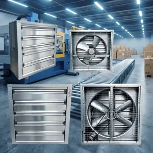 Factory Supply OEM ODM Poultry Exhaust Fan 220V Electric Motor Wall Mounted Axial Flow Galvanized Steel Blades 1100W 14 <64