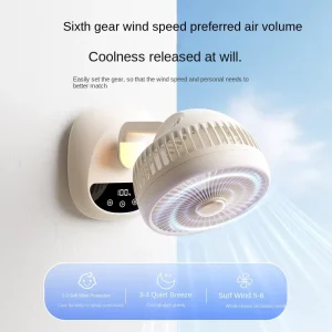Factory Wall Mount Rotating Brushless Motor Touch Lamp Oscallating Digital Display Timing Desktop Swing Air Circulating Fan