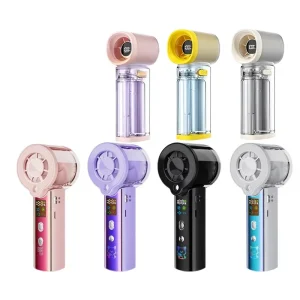 Factory customized Humidifying Spray Fan Foldable Handheld air Blaster 100 speed Misting Built in Battery Brushless Motor Fan