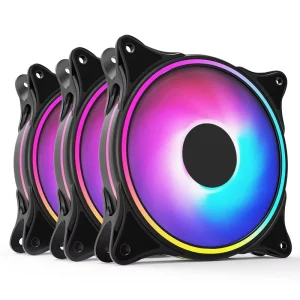 Fan Double Ring Rgb Effect Gaming Fan Cooling Fan Pc