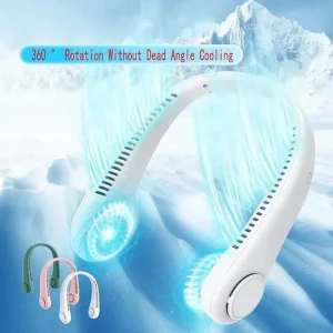 Fan Long Battery Neck Portable No Bladeless Hanging Neck Rechargeable Air Cooler 3 Speed Mini Sport Fan 1200mAh Home Use 10M