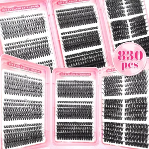Fan Shape D Curl DIY Cluster Lashes 30D 100D Segment Cluster Individual Eyelash Extensions Natural Volume Lash Clusters Supplies
