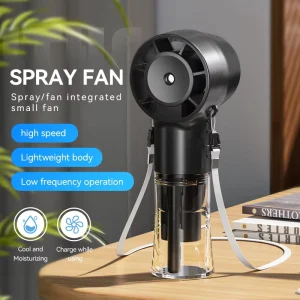 Fashion Spray Fan Multi Function Mist Household Outdoor Neck Hanging Folding Rechargeable Battery High Speed Handheld Fan