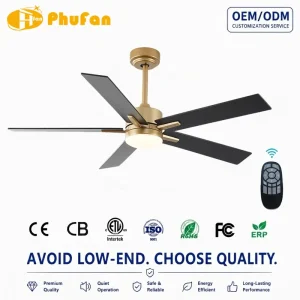 Five Blades Ceiling Fan Electric DC Remote Control Ceiling Fan for Living Bed Room