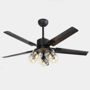 Five Glass Bulbs Light Fan Wall Mounted Premium Ceiling Fans Metal for Designer Decoration