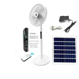 Floor Standard Fan Remote Control Solar Fan 16 Inch Strong Wind 110V 220V
