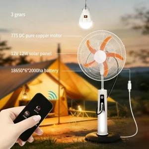 Floor mounted Solar powered Fan Outdoor Remote controlled Fan for Emergency Situations