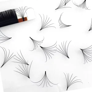 Flower Human Hair Eyelash Custom Bomming Premade Volume Fans Eyelash Extention Long 15 25mm