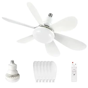 Flower Shaped Silent Fan Light ABS Material Compact Professional Ceiling Fan 3 Speed Adjustable Electric Bulb Fan for Home