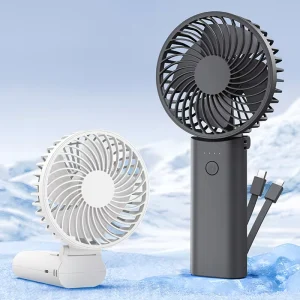 Foldable Air Circular Hand Rechargeable Fans Cooling Outdoor 5200mAh Handheld Portable Electric Mini Fan with Power Bank