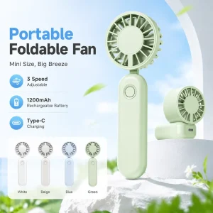 Foldable Bladeless Pocket Mini Fan with Light USB Solar Rechargeable 110g for Travel Outdoor & Daily Use