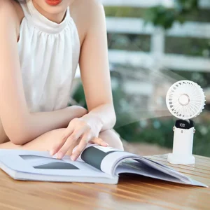Foldable Hand Held Fan LED Digital Power Display USB C Rechargeable Portable Mini Cooling Fan for Camping Daily Use