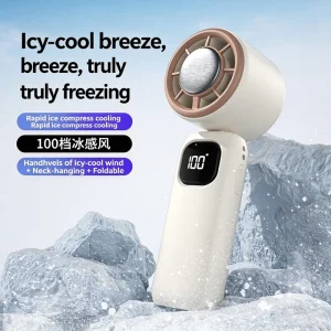 Foldable Handheld Fan 199 Speed Ice Compress Plate Rechargeable Neck Hanging Fan Portable Mini Fan for Car RV Use Brushless