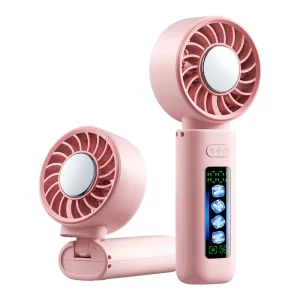 Foldable Handheld Fan with Display Screen and Ice Compress Function