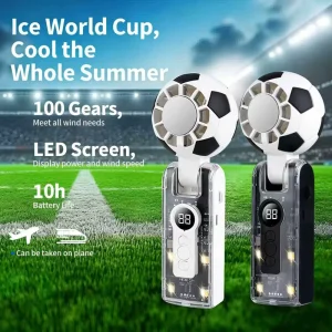 Foldable Mini Handheld Fan with LED Display 100 Speeds USB Powered Car RV Outdoor Hotel Use for Summer