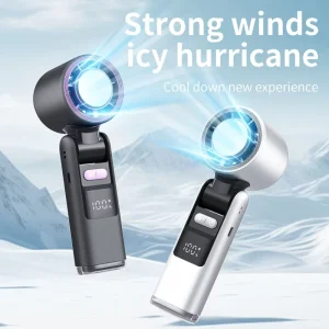Foldable Mini Pocket Fan Digital Display 100 Speed Cooling Fan Portable Mini Handheld Fan Usb Rechargeable Fan with Custom Logo