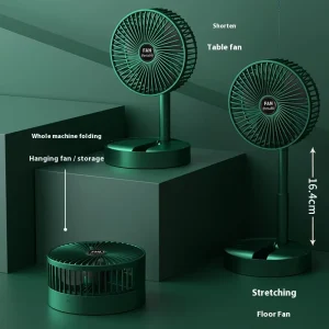 Foldable Telescopic Handheld Table Fan with Wireless Charging Battery 3 Blade 3 Speed