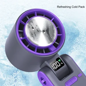Foldable Travel Turbo Cooling Mini Fan LED Display 100 Speed Type C Rechargeable 3Hrs for Women Plastic Brushless Motor