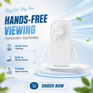 Foldable USB Rechargeable DC Motor 3 Speed Multifunctional Handheld Fan with Phone Holder