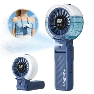 Foldable Water Mist Fan with Humidify Function Battery Powered Handheld Wearable Electric USB Outdoor Use