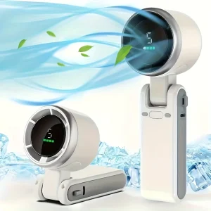 Foldable Wearable Handheld Fan USB C Rechargeable 5 Speed 13550RPM Strong Wind Portable for Car Commute Camping