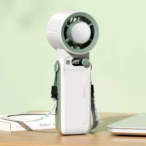 Foldable Wearable Personal Ice Fan Rechargeable 6000mAh Battery Digital Display for RV & Outdoor Use