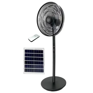 For Indoor Outdoor Custom High Capacity Battery Remote Control Pedestal Solar Powered Standing Fan With Solar Panel