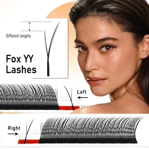 Fox Eye Lashes Slant Flying YY Shape Eyelash Premade Lash Fans C D Curly Salon Use 0.07mm Handmade Individual