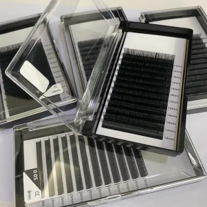 Free logo Cashmere Volume Lash Tray Matte Black None Sticky Easy 0.05 CC D Curl Mega Volume Fan Individual Eyelash Extension