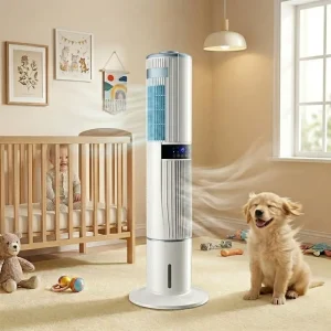 Freestanding 3 Speed Electric Air Cooler Fan Air Purifier Remote Control Humidifier Digital Display 70W