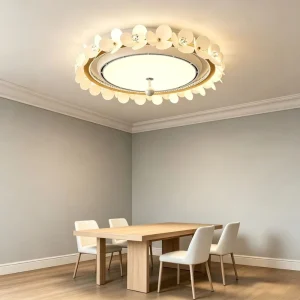 French Antique Style Iron LED Ceiling Fan Light Remote Control Retro Pattern No Leaves Bedroom Living Room Lighting