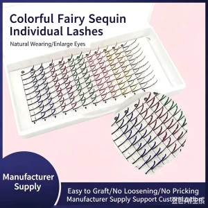 Glitter Volume Eyelash Extensions Handcrafted Colored Fan Lashes Shimmering Fairy Party Lashes
