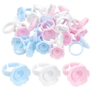 Glue Rings for Eyelash Extensions Lovely Flower Shape Lash Fan Blossom Glue Cups Lash Extension Supplies