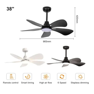 Good Price 38Inch ABS Material 6 Speed DC25W Modern Bedroom Ceiling Fan with Light and Remote for Home