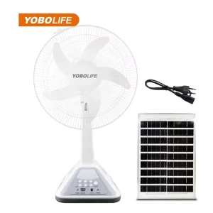 Good Quality Plastic Solar Electric Fan AC DC Operation 16 Inches Rechargeable Battery Desk Fan with Panel Home Office Car