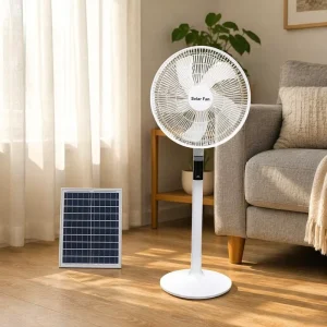 Good Seller 25W 6 Speed 16Inch Multi Function Rechargeable Standing Solar Fan with Solar Panel