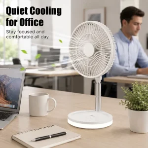 H E B R O N F A N 16000mAh Rechargeable Foldable Quiet Office Fan with Remote Control Outdoor Use & AI Mode
