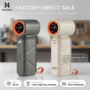 H06 Factory 8000mAh Power Bank Portable Handheld Bladeless High Speed Turbo Digital Display Rechargeable Mini Fan
