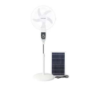 H116 16-Inch Solar Powered ABS Fan 5 Blades 10 Hours Working Time AC/DC Powered Floor Standing Large