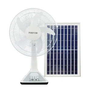 HELIOS 16 Inch Solar Powered Lithium Battery Stand Table Fan