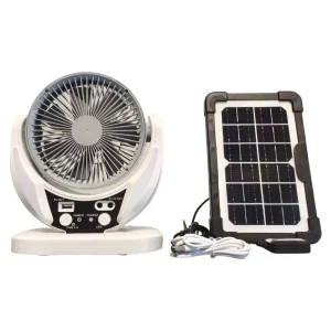 HELIOS Solar Fan Light 3 Speed Rechargeable Lithium Battery White