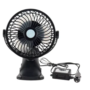HF373 6 Inch 12V Plastic Clip Fan 12W 40dB Quiet with Cigarette Plug for Car SUV RV